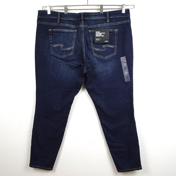 Silver Jeans Elyse Skinny Leg Women's Plus Size 22W Blue Denim Stretch - Picture 5 of 11
